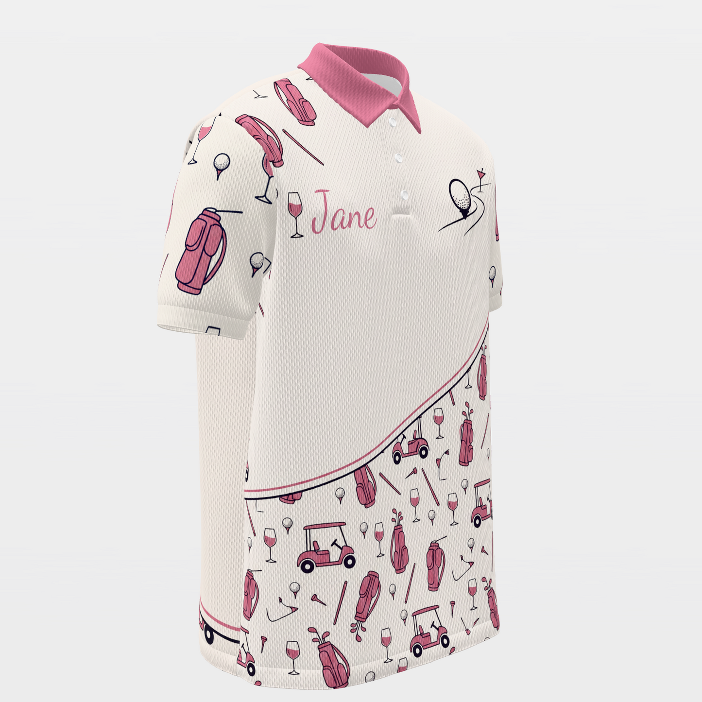 Par Then Bar Flamingo Golf Polo Shirt – Front Right product view