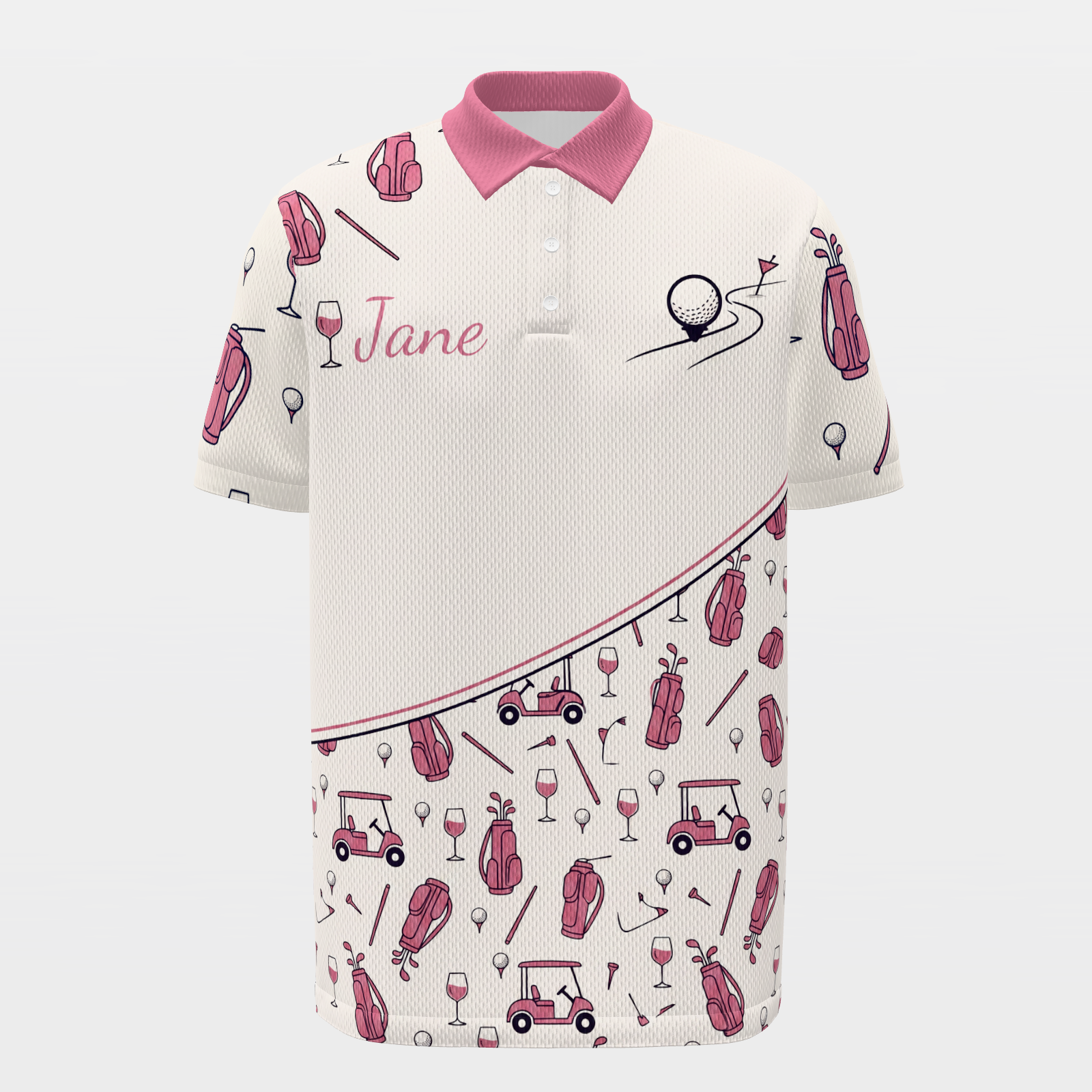 Par Then Bar Flamingo Golf Polo Shirt – Front product view