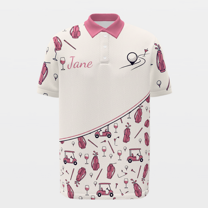 Par Then Bar Flamingo Golf Polo Shirt – Front product view