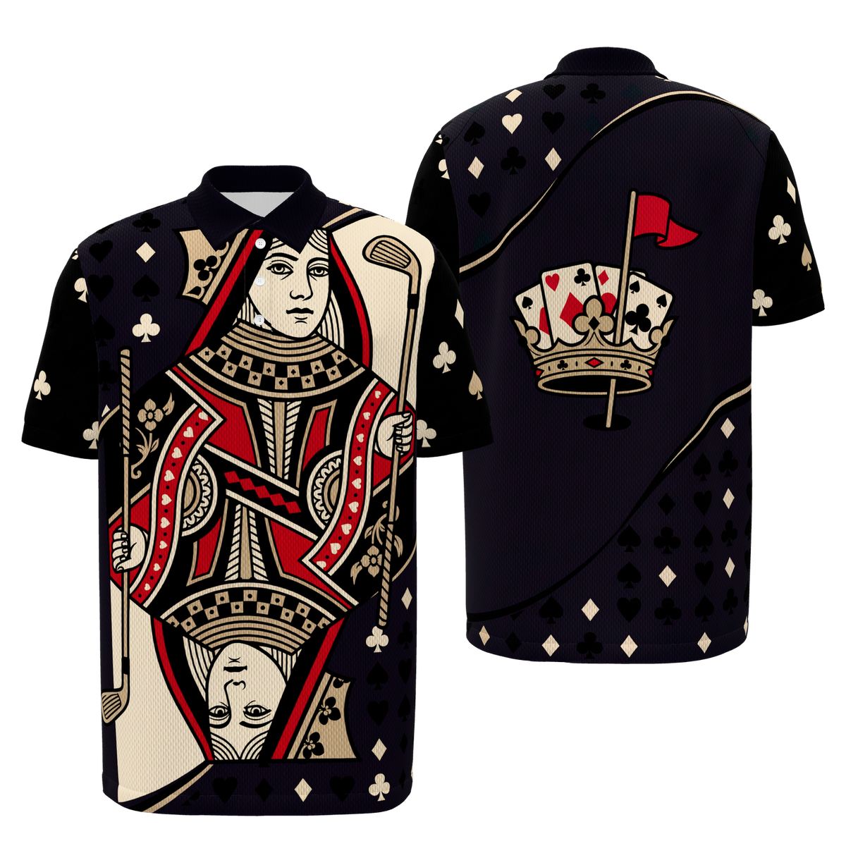 Queen of the Fairway Golf Polo Shirt – Front Back product view