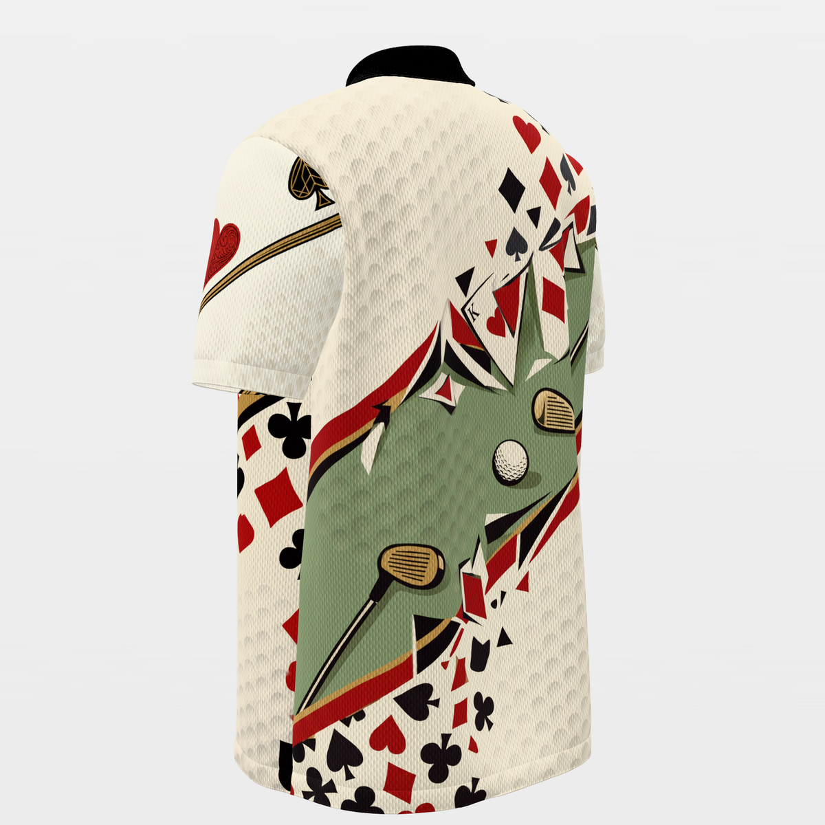 Court Queen Cut Paper Golf Polo Shirt – Back Left product view
