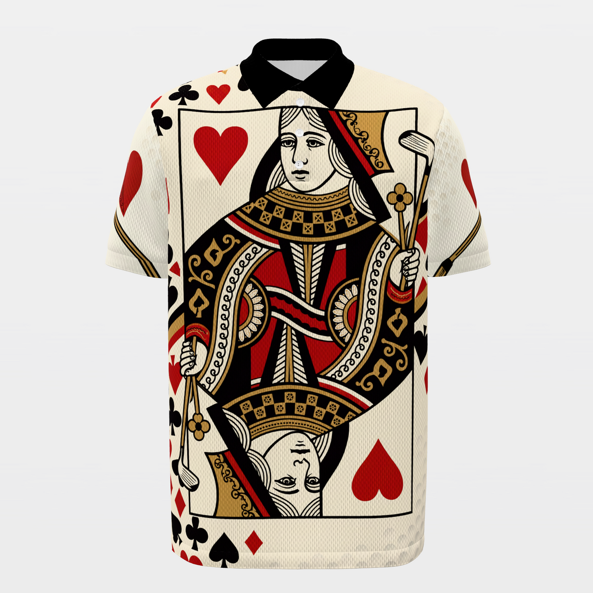 Court Queen Cut Paper Golf Polo Shirt – Front product view