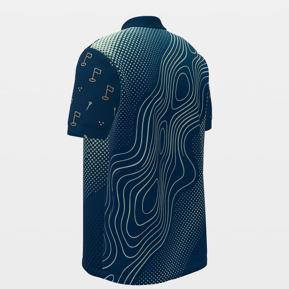 Sage Contour Round Golf Polo Shirt – Back Left product view