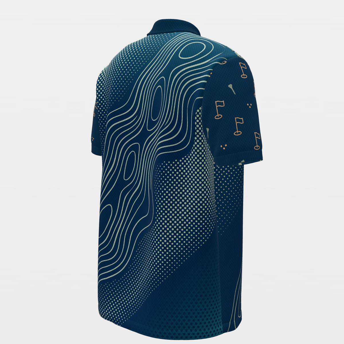 Sage Contour Round Golf Polo Shirt – Back Right product view