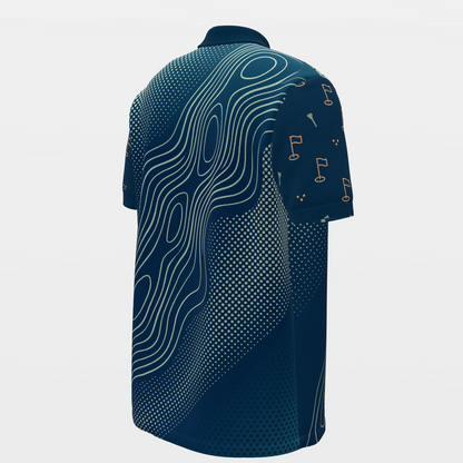 Sage Contour Round Golf Polo Shirt – Back Right product view