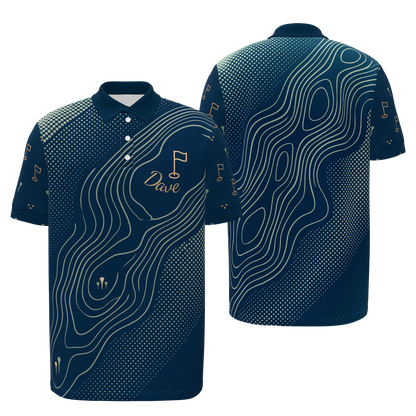 Sage Contour Round Golf Polo Shirt – Front Back product view