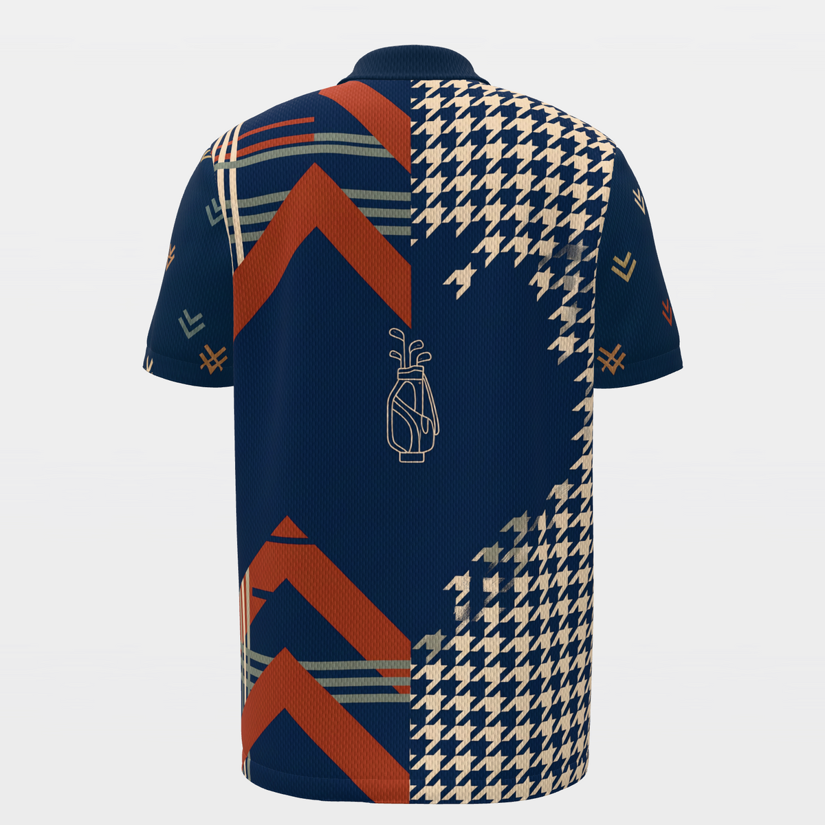 Rust Plaid Club Line Golf Polo Shirt – Back product view