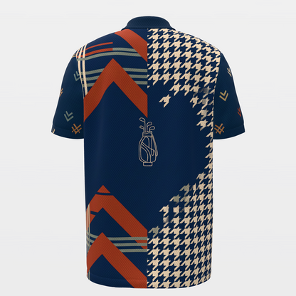 Rust Plaid Club Line Golf Polo Shirt – Back product view