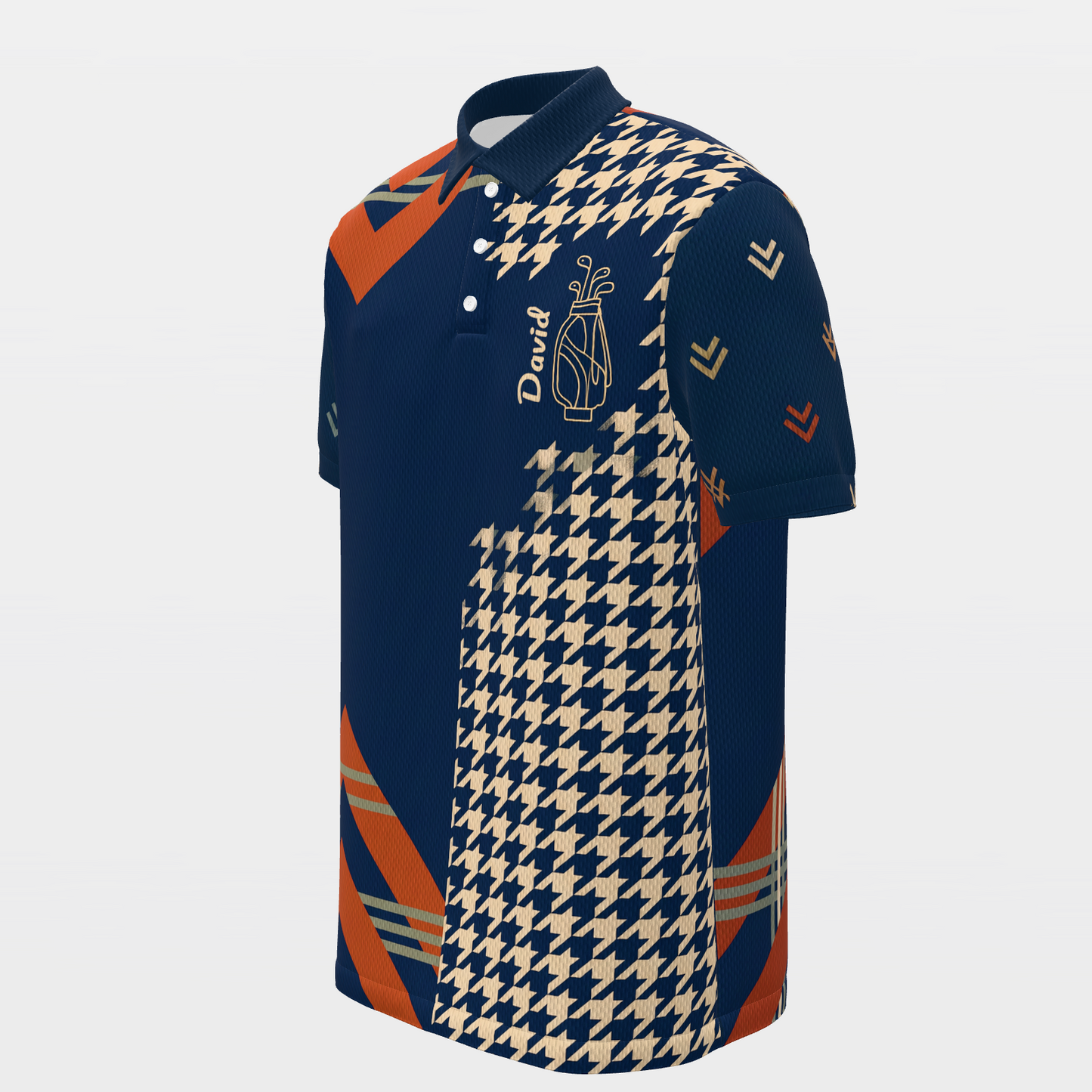 Rust Plaid Club Line Golf Polo Shirt – Front Left product view