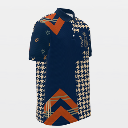 Rust Plaid Club Line Golf Polo Shirt – Front Right product view