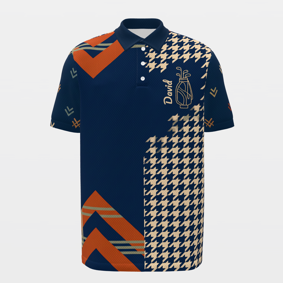 Rust Plaid Club Line Golf Polo Shirt – Front product view