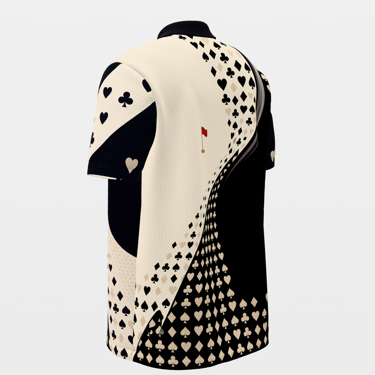 Suit Flight Geometry — Hem Entry Golf Polo Shirt – Back Left product view
