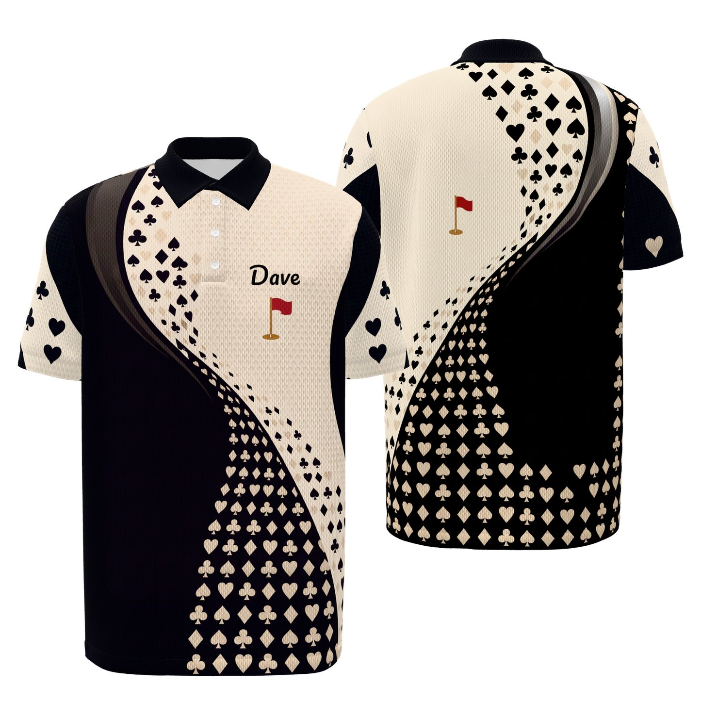 Suit Flight Geometry — Hem Entry Golf Polo Shirt – Front Back product view