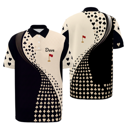 Suit Flight Geometry — Hem Entry Golf Polo Shirt – Front Back product view