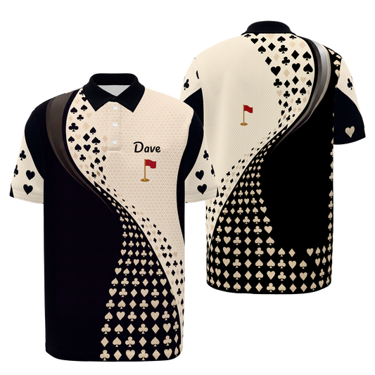 Suit Flight Geometry — Hem Entry Golf Polo Shirt – Front Back product view