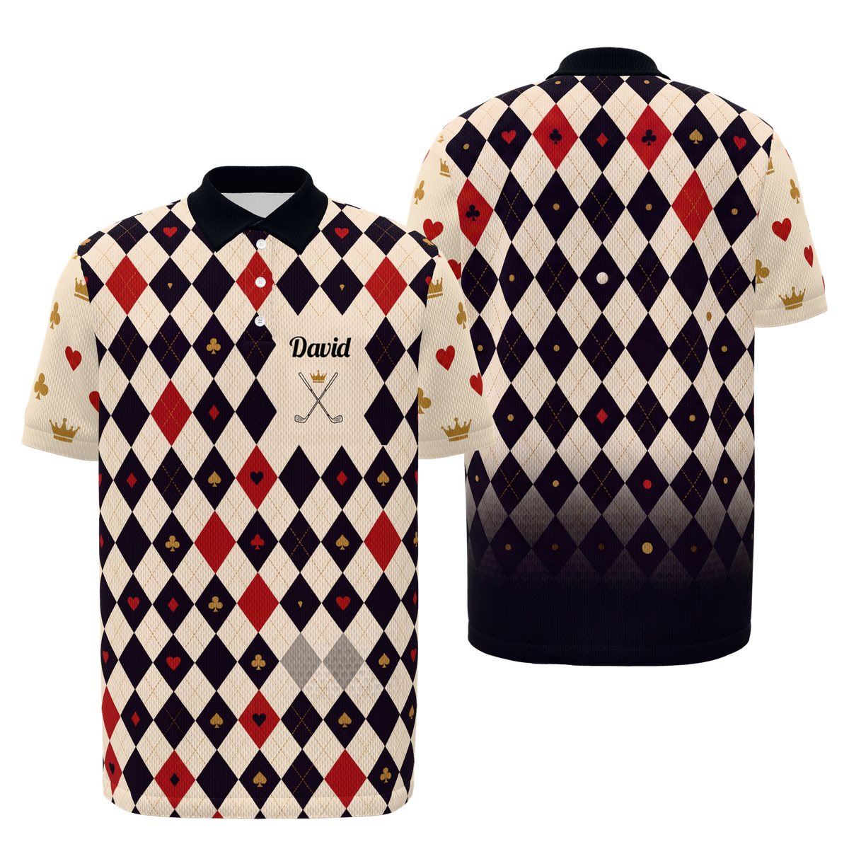 Four Suits Technical — Open Field Golf Polo Shirt – Front Back product view