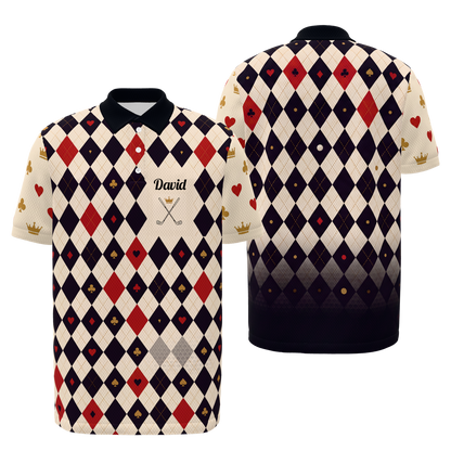 Four Suits Technical — Open Field Golf Polo Shirt – Front Back product view