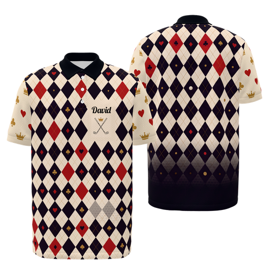 Four Suits Technical — Open Field Golf Polo Shirt – Front Back product view