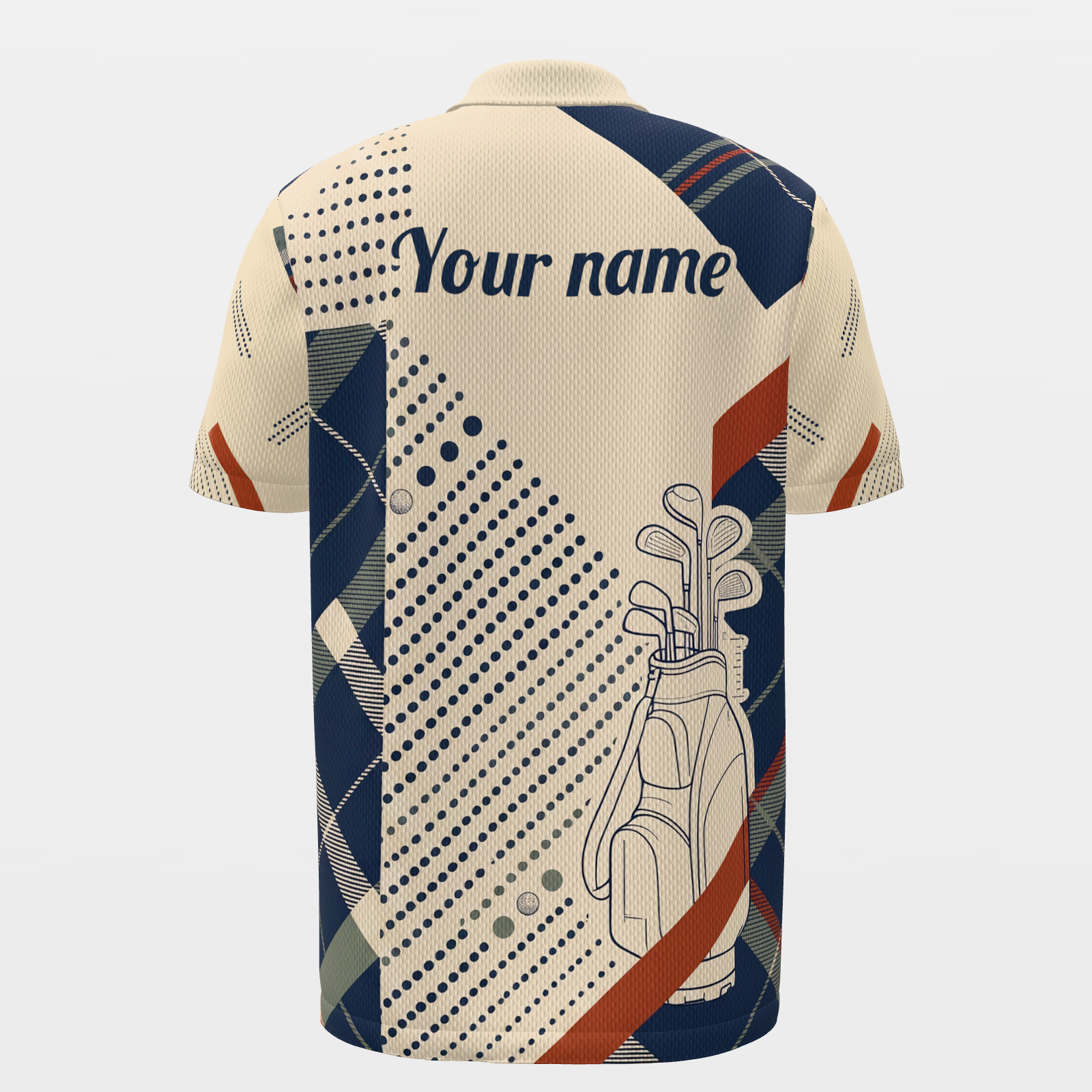 Clubhouse Plaid Rail — Poster Cut Golf Polo Shirt – Back product view