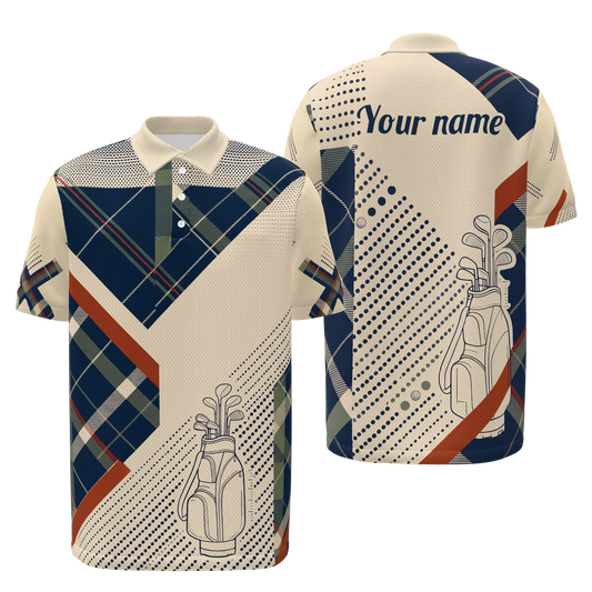 Clubhouse Plaid Rail — Poster Cut Golf Polo Shirt – Front Back product view