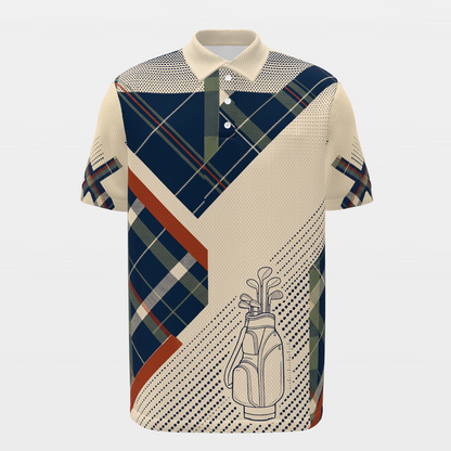 Clubhouse Plaid Rail — Poster Cut Golf Polo Shirt – Front product view