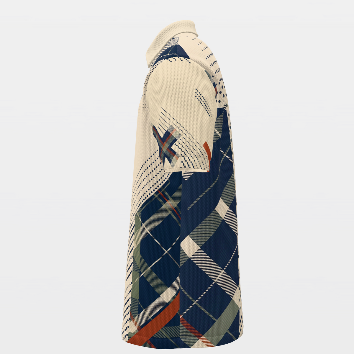 Clubhouse Plaid Rail — Poster Cut Golf Polo Shirt – Left product view