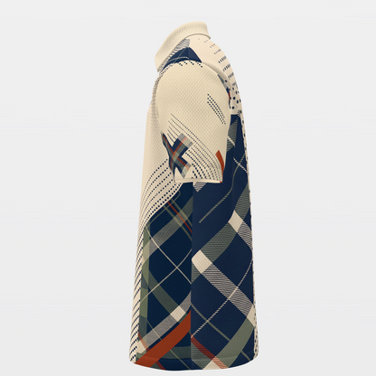Clubhouse Plaid Rail — Poster Cut Golf Polo Shirt – Left product view
