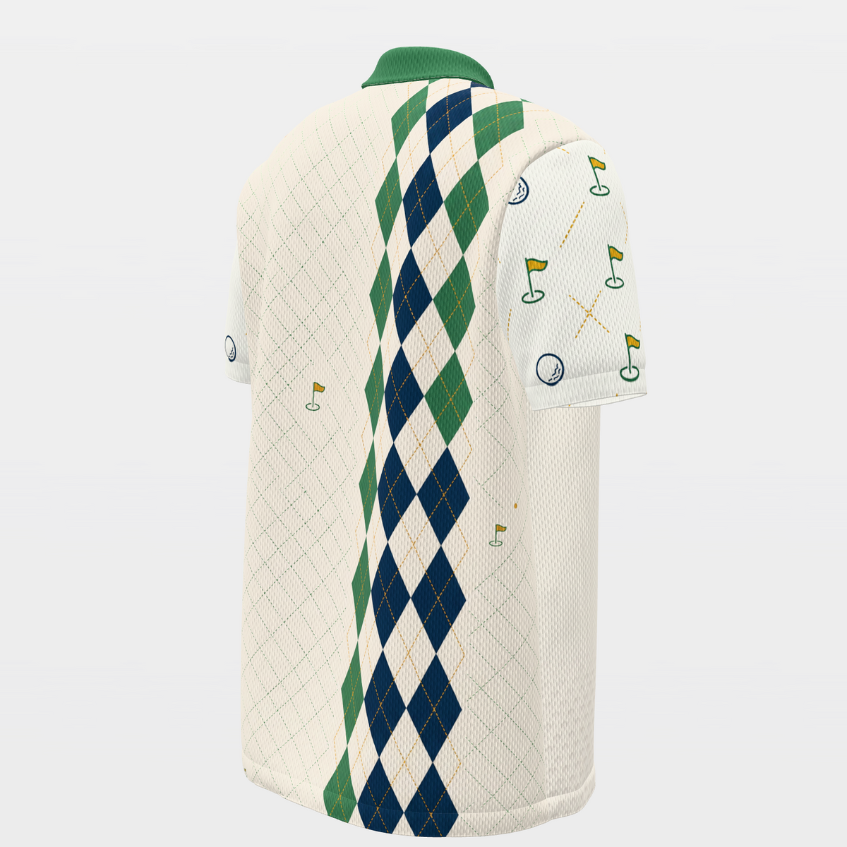 Dimple Dot Fade — Course Echo Golf Polo Shirt – Back Right product view