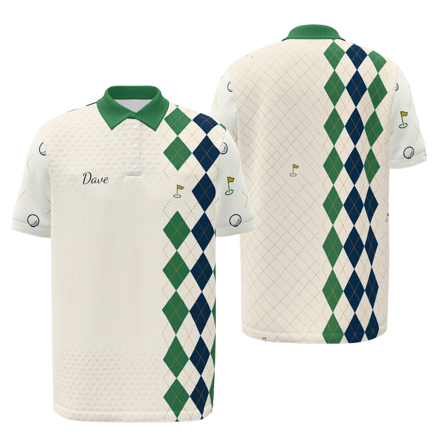 Dimple Dot Fade — Course Echo Golf Polo Shirt – Front Back product view