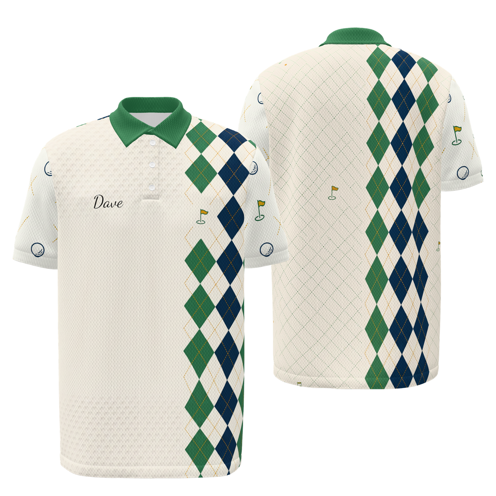 Dimple Dot Fade — Course Echo Golf Polo Shirt – Front Back product view