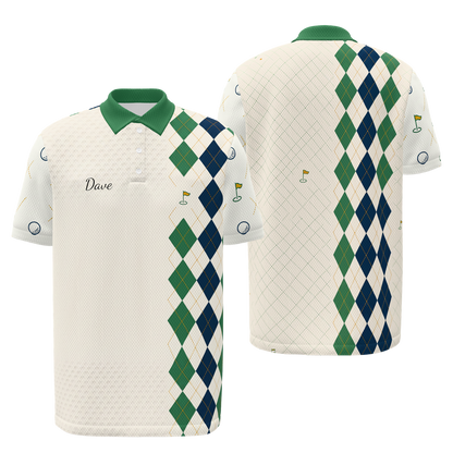 Dimple Dot Fade — Course Echo Golf Polo Shirt – Front Back product view