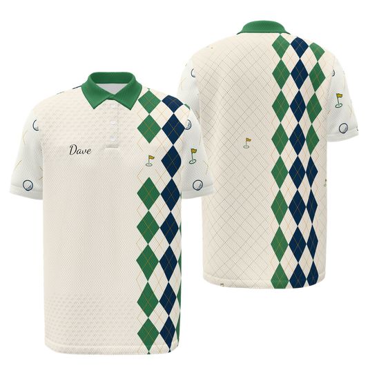 Dimple Dot Fade — Course Echo Golf Polo Shirt – Front Back product view