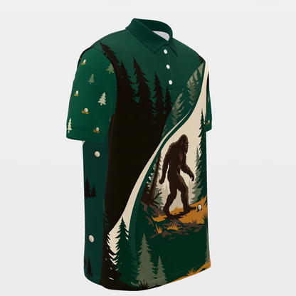 Bigfoot Pine Rail — Tailored Break Golf Polo Shirt – Front Right product view