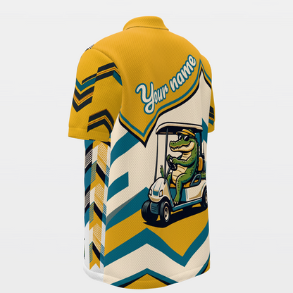 Gator Plaid Joyride — Long Arc Golf Polo Shirt – Back Left product view