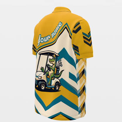 Gator Plaid Joyride — Long Arc Golf Polo Shirt – Back Right product view