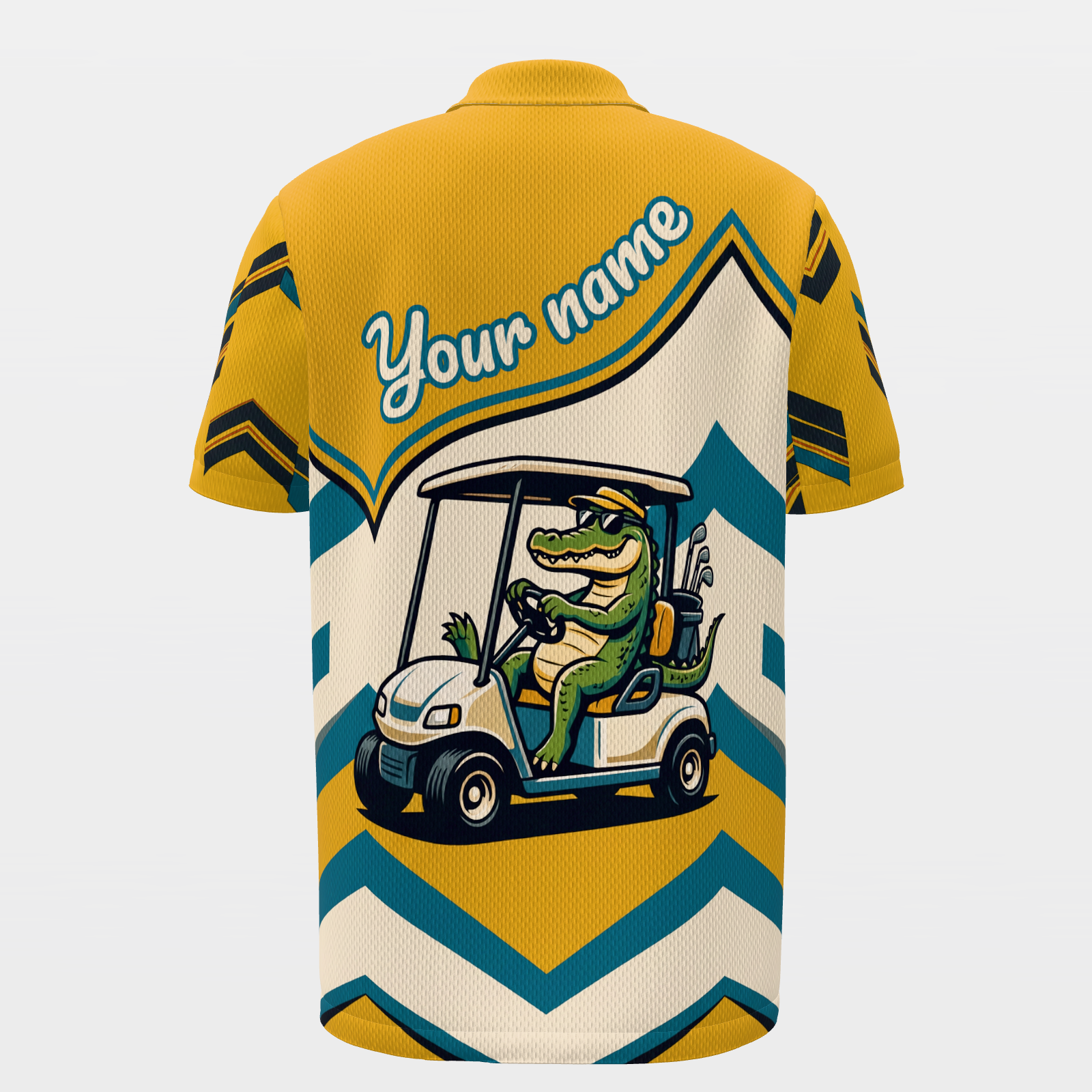 Gator Plaid Joyride — Long Arc Golf Polo Shirt – Back product view