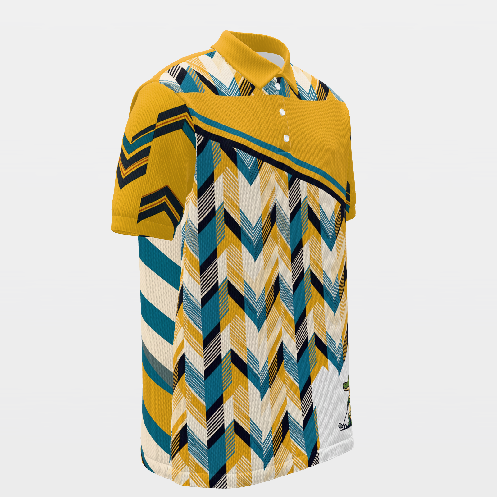 Gator Plaid Joyride — Long Arc Golf Polo Shirt – Front Right product view