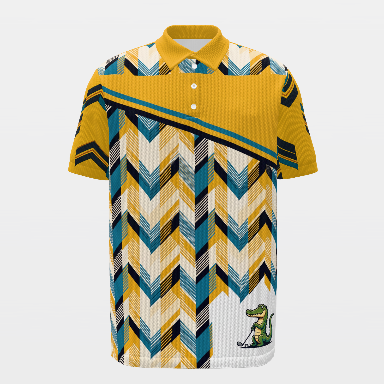 Gator Plaid Joyride — Long Arc Golf Polo Shirt – Front product view