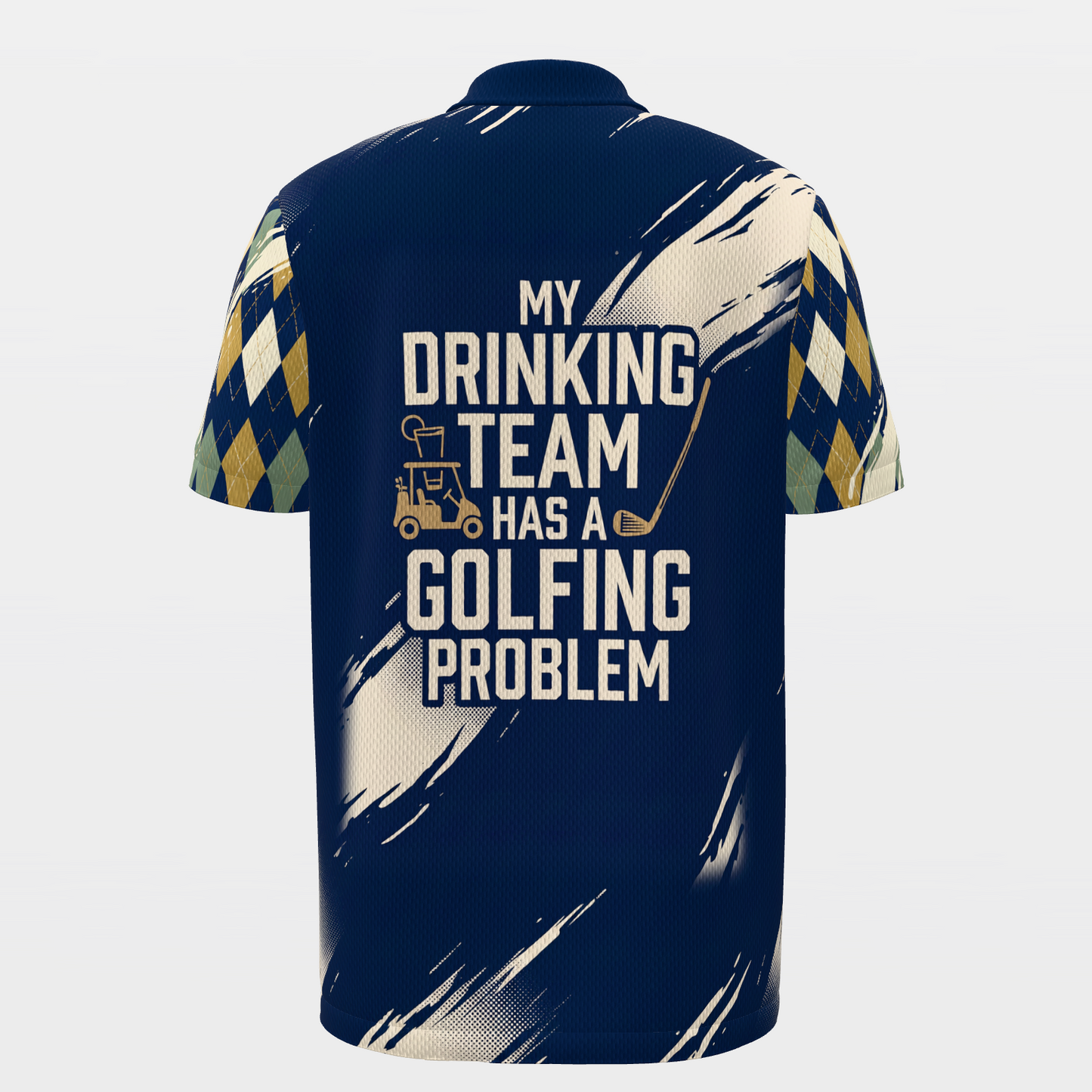 Drinking Team Poster — Hem Entry Golf Polo Shirt – Back product view