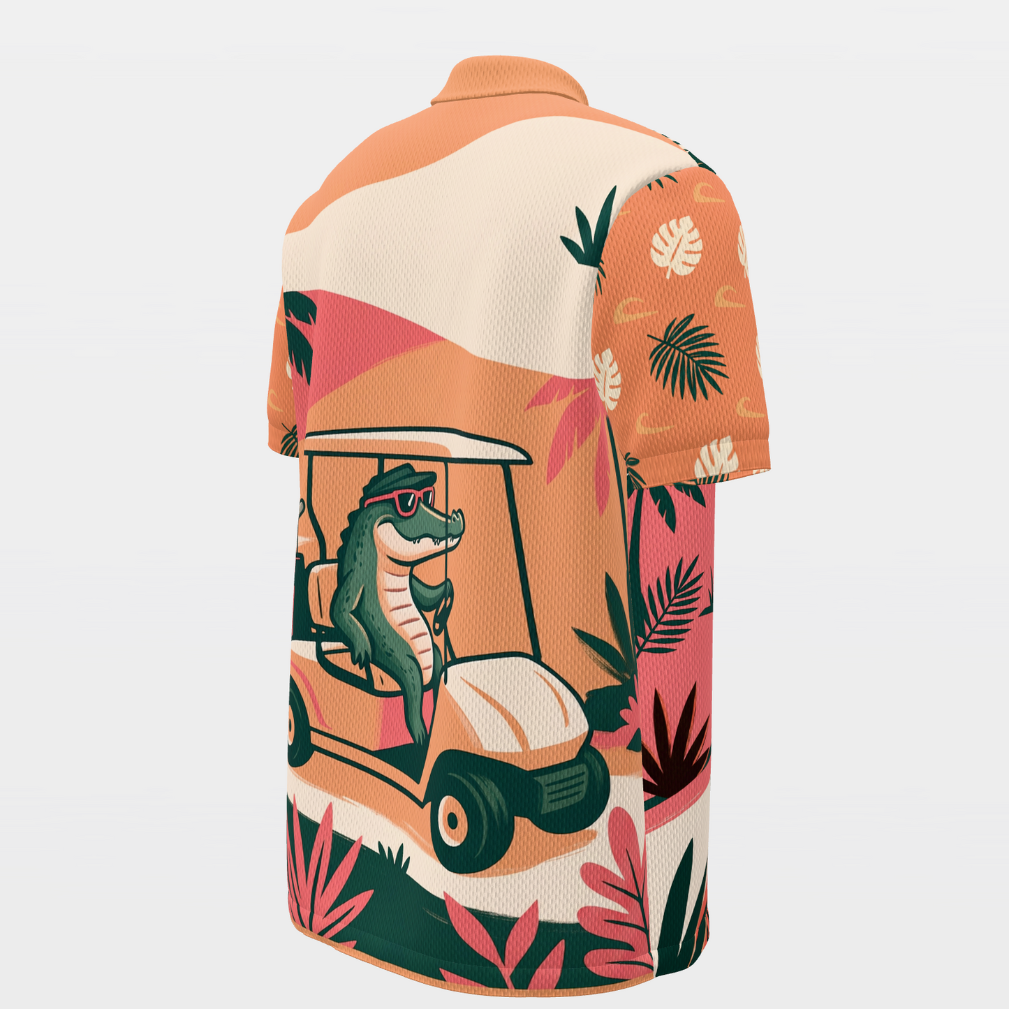 Gator Tropical Cart — Course Echo Golf Polo Shirt – Back Right product view