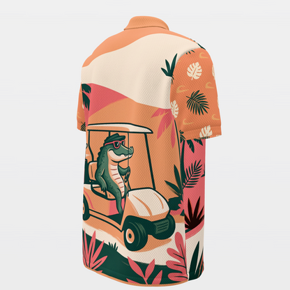 Gator Tropical Cart — Course Echo Golf Polo Shirt – Back Right product view