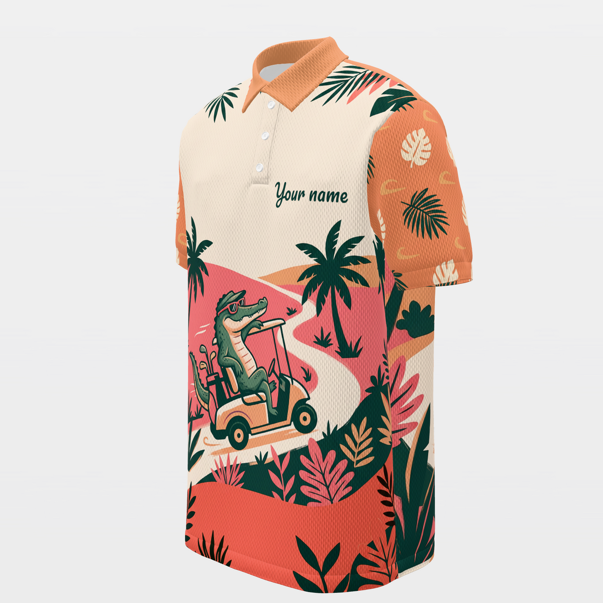 Gator Tropical Cart — Course Echo Golf Polo Shirt – Front Left product view