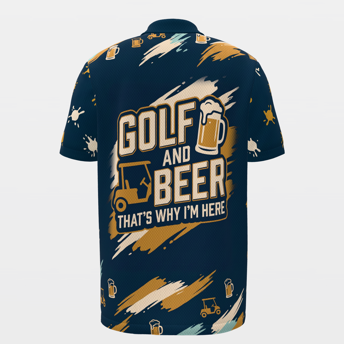 Golf and Beer Social — Open Field Golf Polo Shirt – Back product view