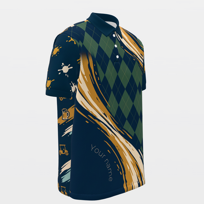 Golf and Beer Social — Open Field Golf Polo Shirt – Front Right product view