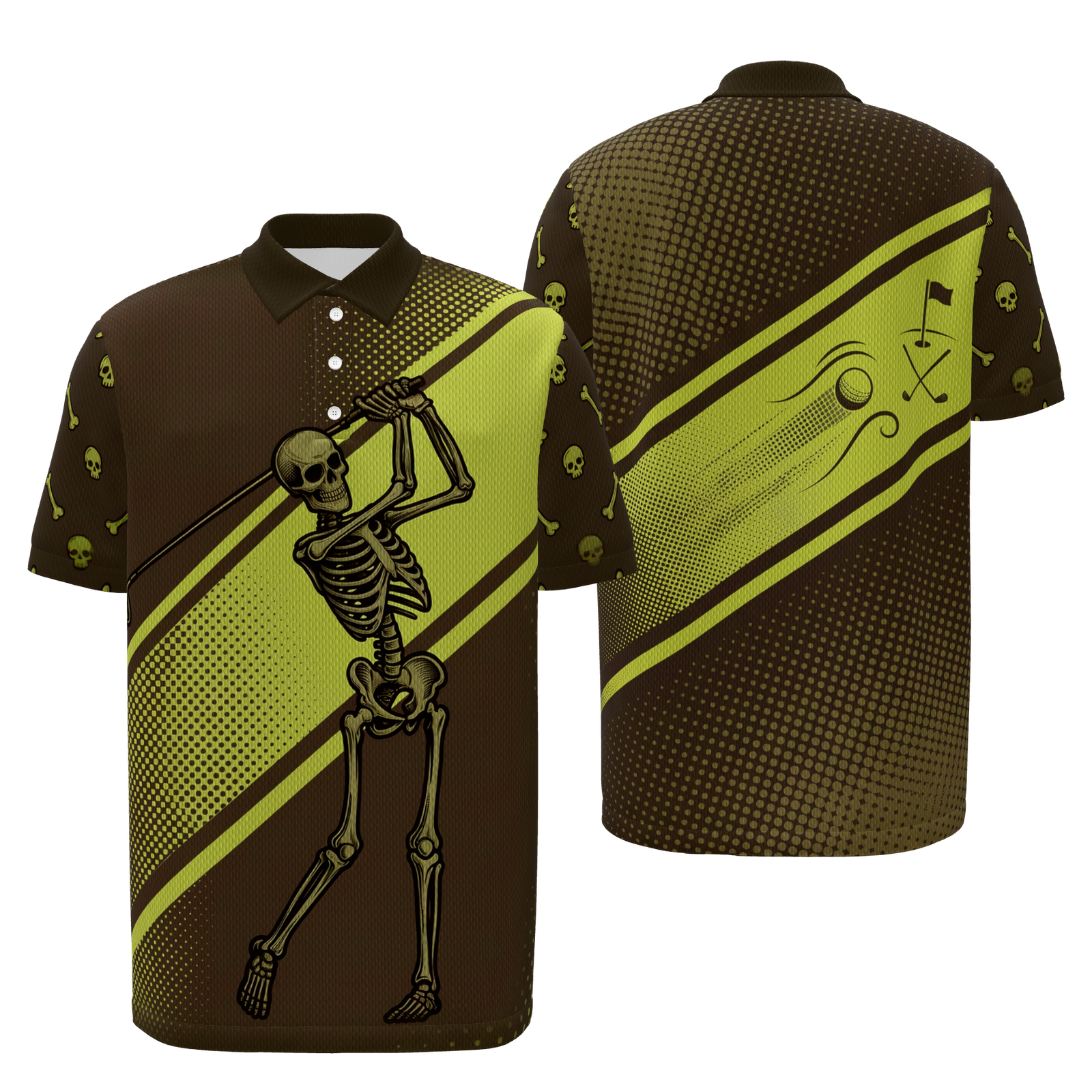 Dead Center Velocity Golf Polo Shirt – Front Back product view