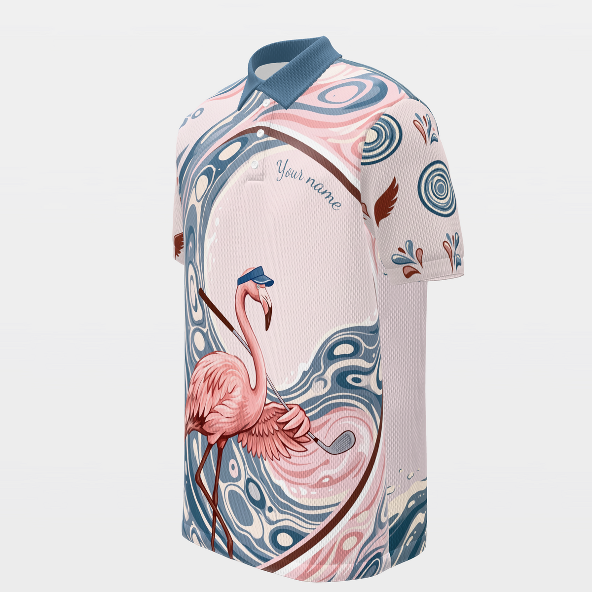 Pink Line Through Water Golf Polo Shirt – Front Left product view