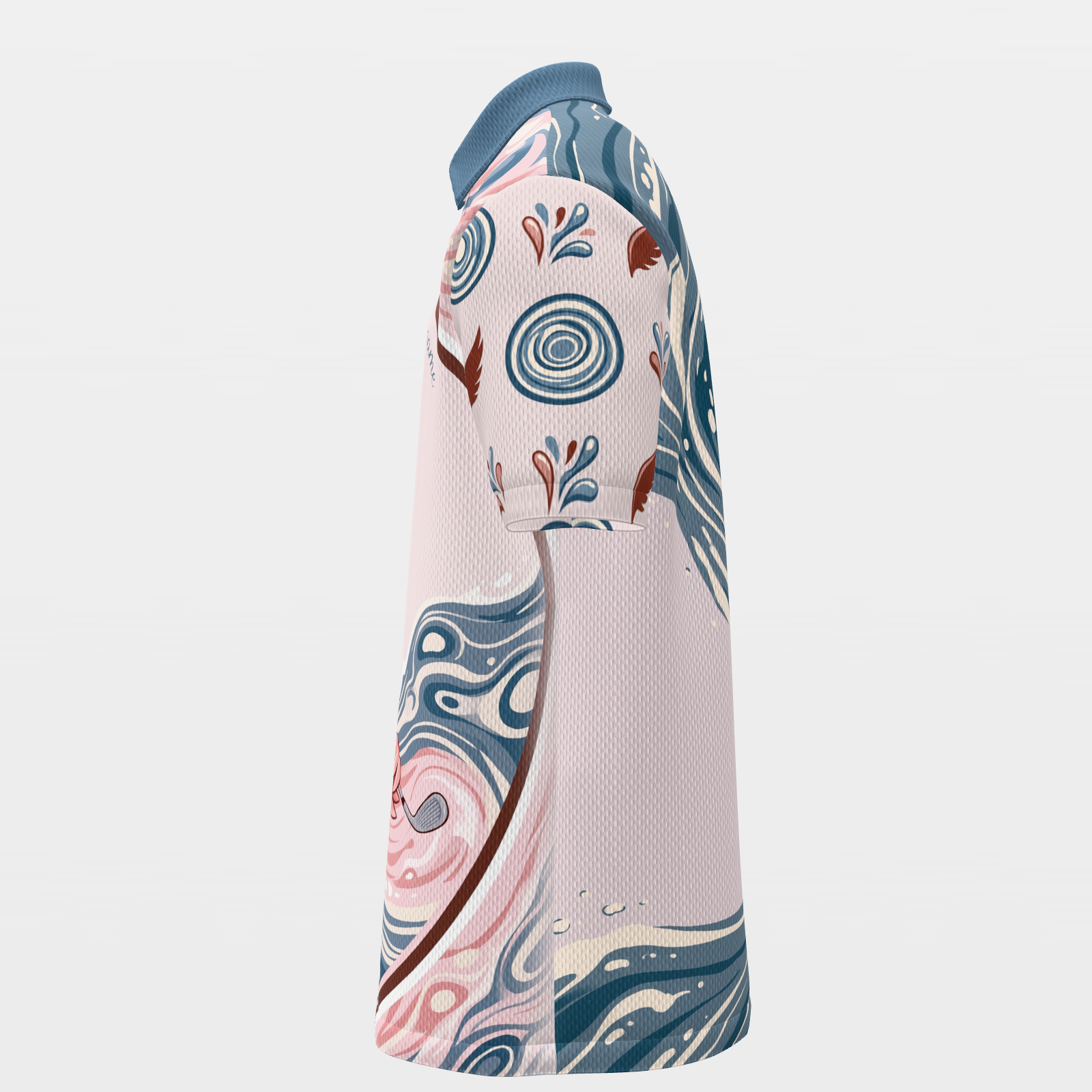 Pink Line Through Water Golf Polo Shirt – Left product view