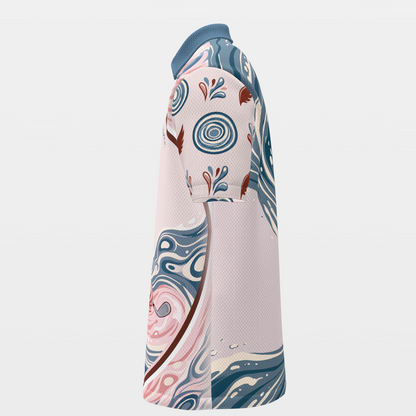 Pink Line Through Water Golf Polo Shirt – Left product view
