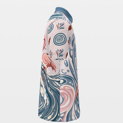 Pink Line Through Water Golf Polo Shirt – Right product view