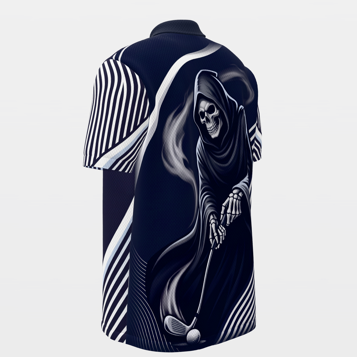 Last Putt Distortion Golf Polo Shirt – Back Left product view